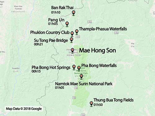 Map of the surroundings of Mae Hong Son.